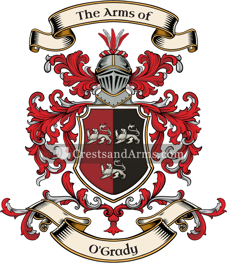 The O'Grady coat of arms, drawn from the recorded blazon