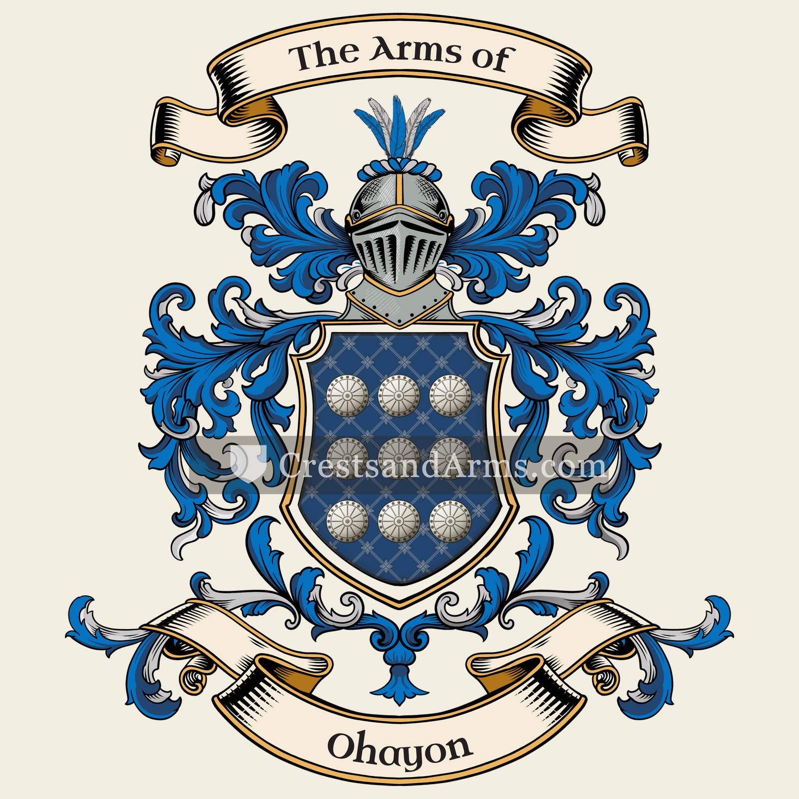The Ohayon coat of arms, drawn from the recorded blazon