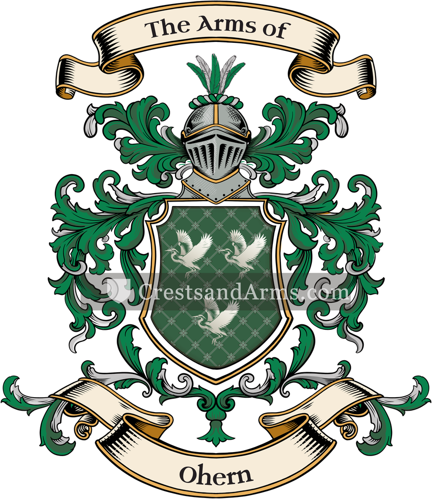 The Ohern coat of arms, drawn from the recorded blazon