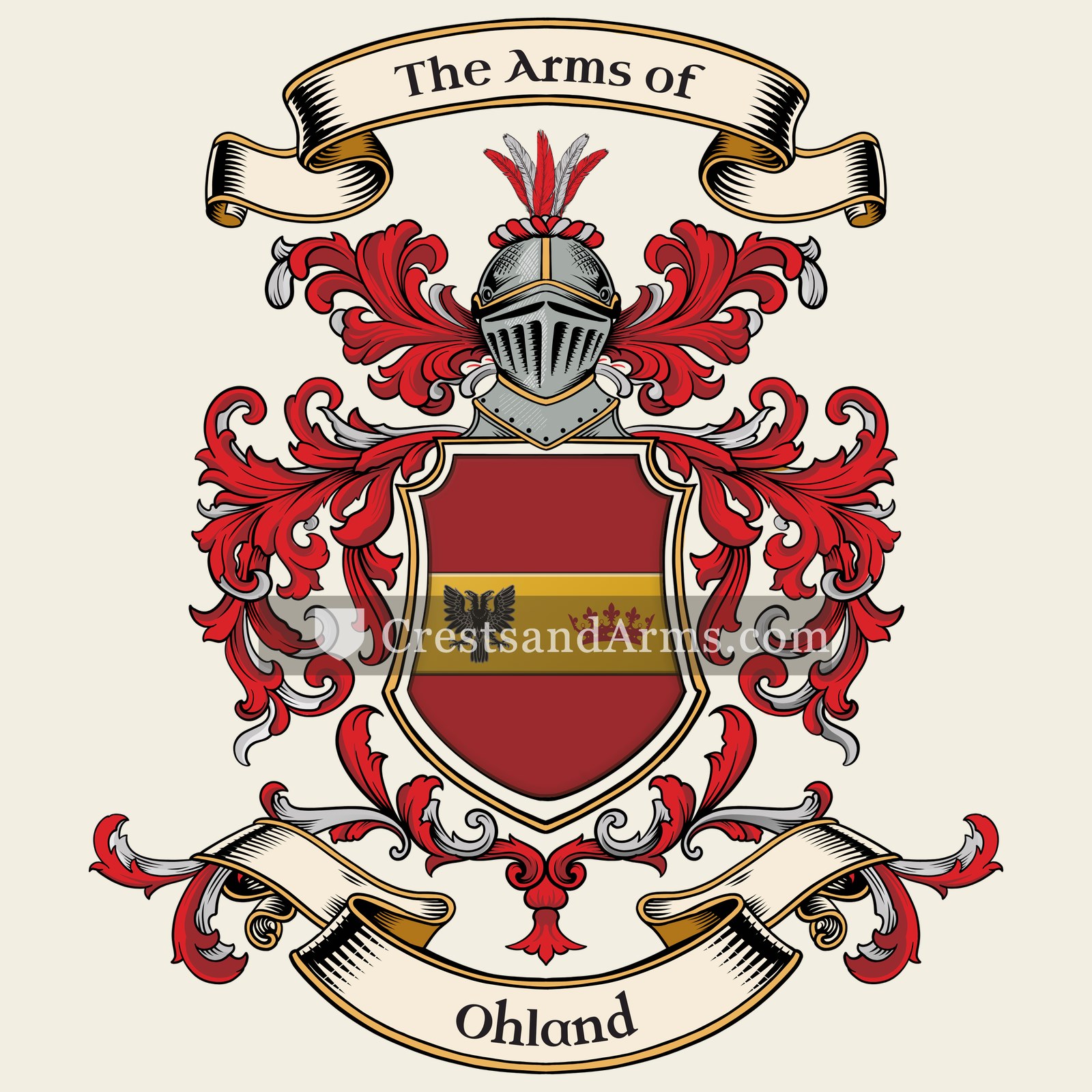 The Ohland coat of arms, drawn from the recorded blazon