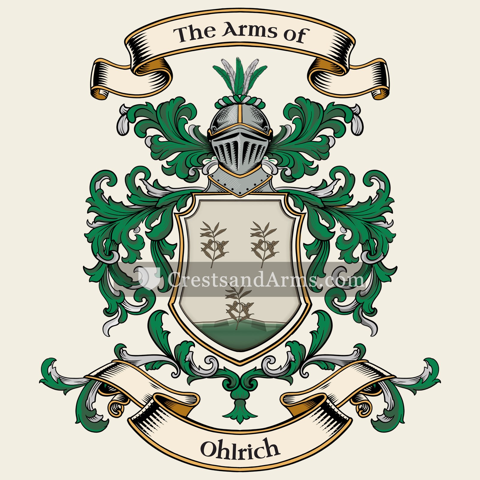 The Ohlrich coat of arms, drawn from the recorded blazon
