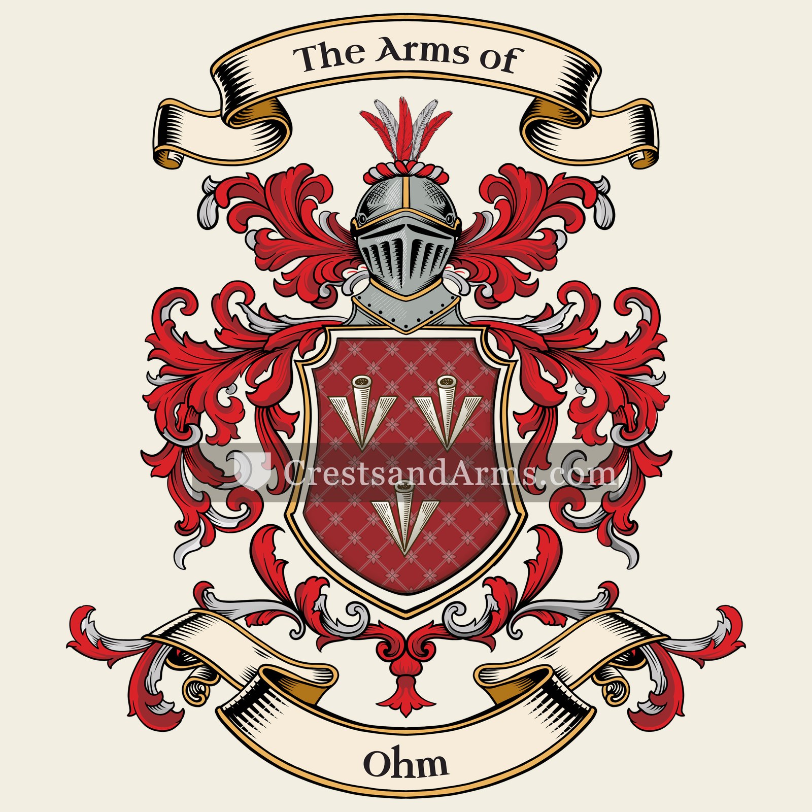 The Ohm coat of arms, drawn from the recorded blazon