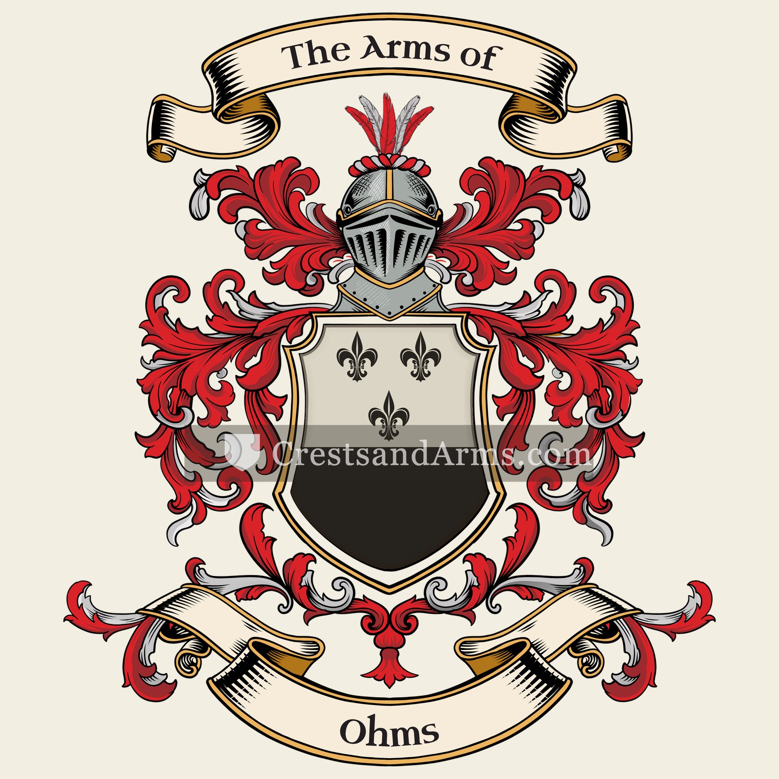 The Ohms coat of arms, drawn from the recorded blazon