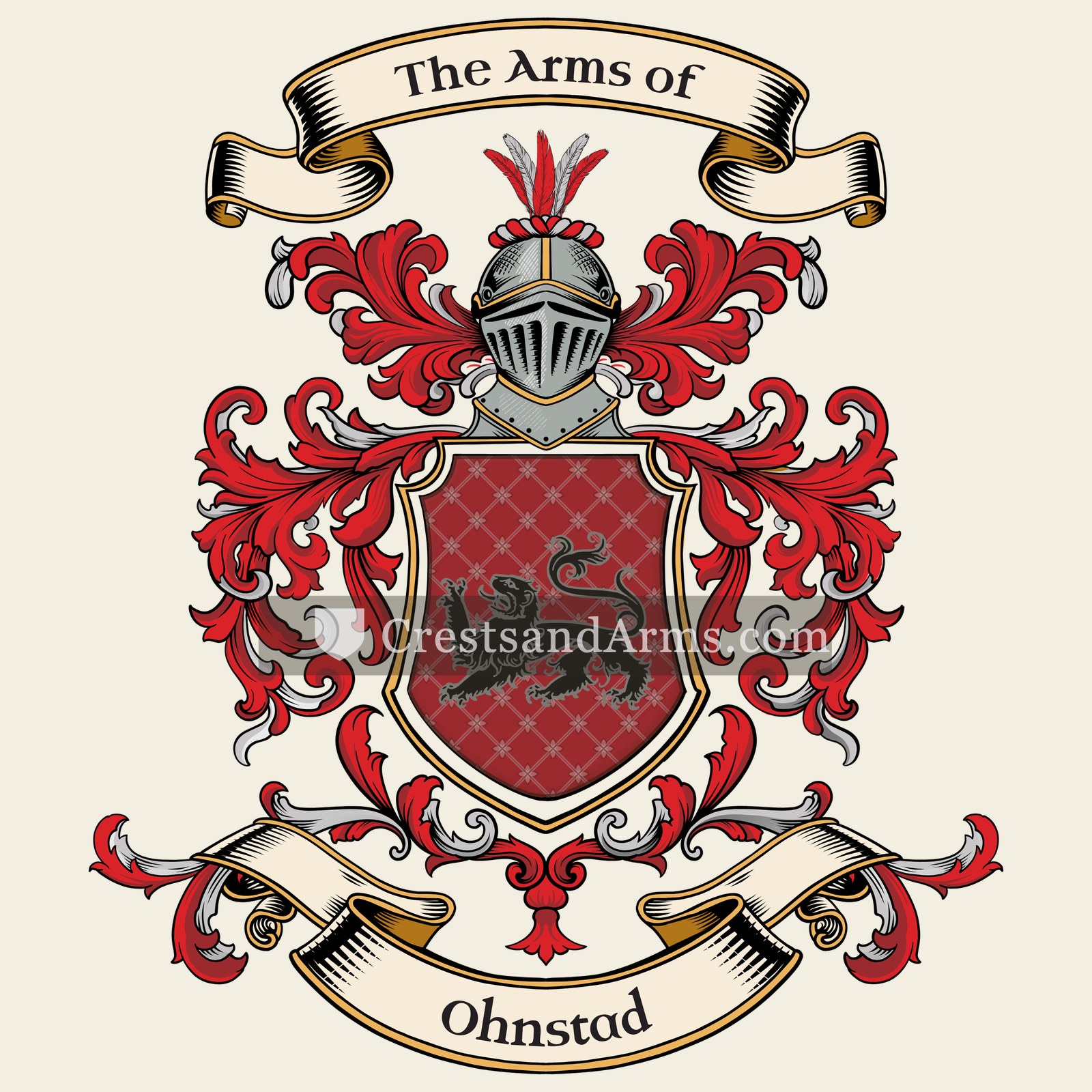 The Ohnstad coat of arms, drawn from the recorded blazon