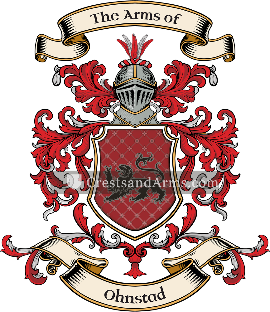 The Ohnstad coat of arms, drawn from the recorded blazon