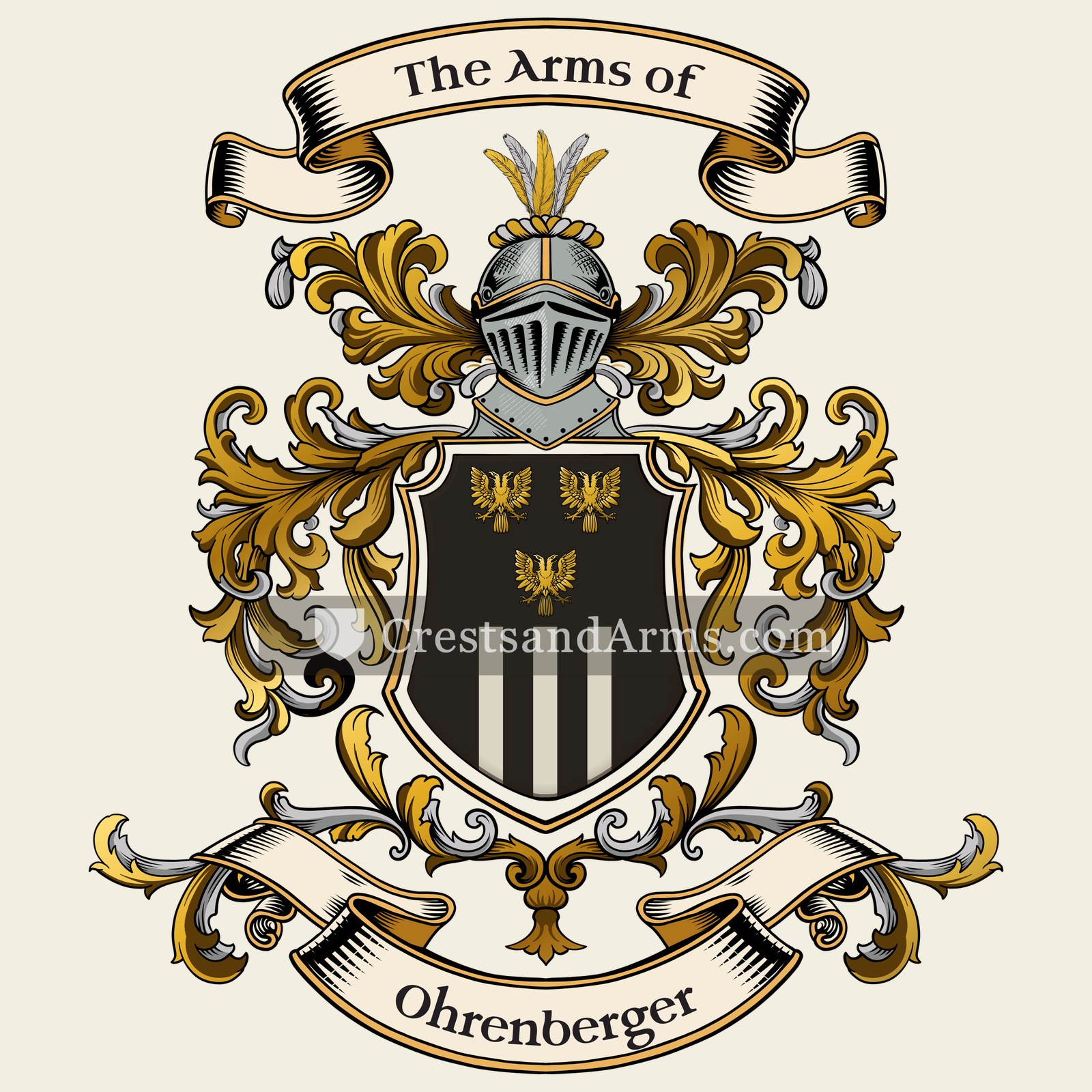 The Ohrenberger coat of arms, drawn from the recorded blazon