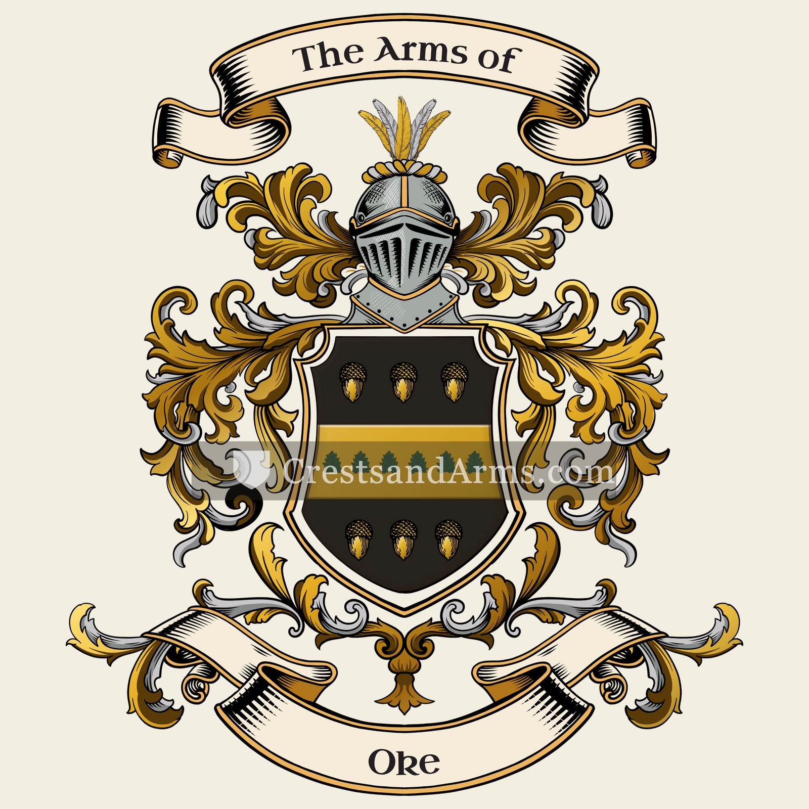 The Oke coat of arms, drawn from the recorded blazon