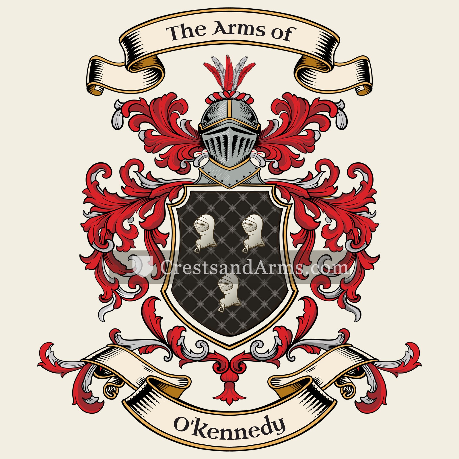 The O'Kennedy coat of arms, drawn from the recorded blazon