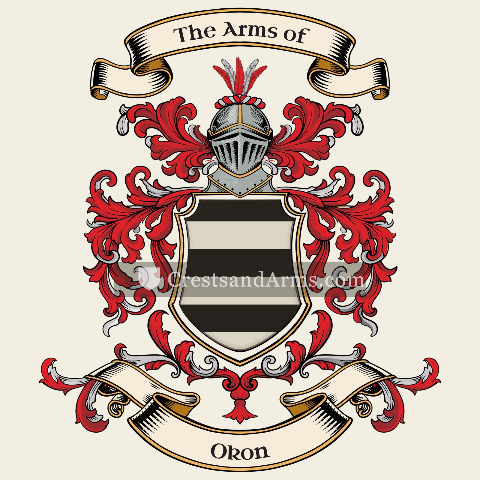 The Okon coat of arms, drawn from the recorded blazon