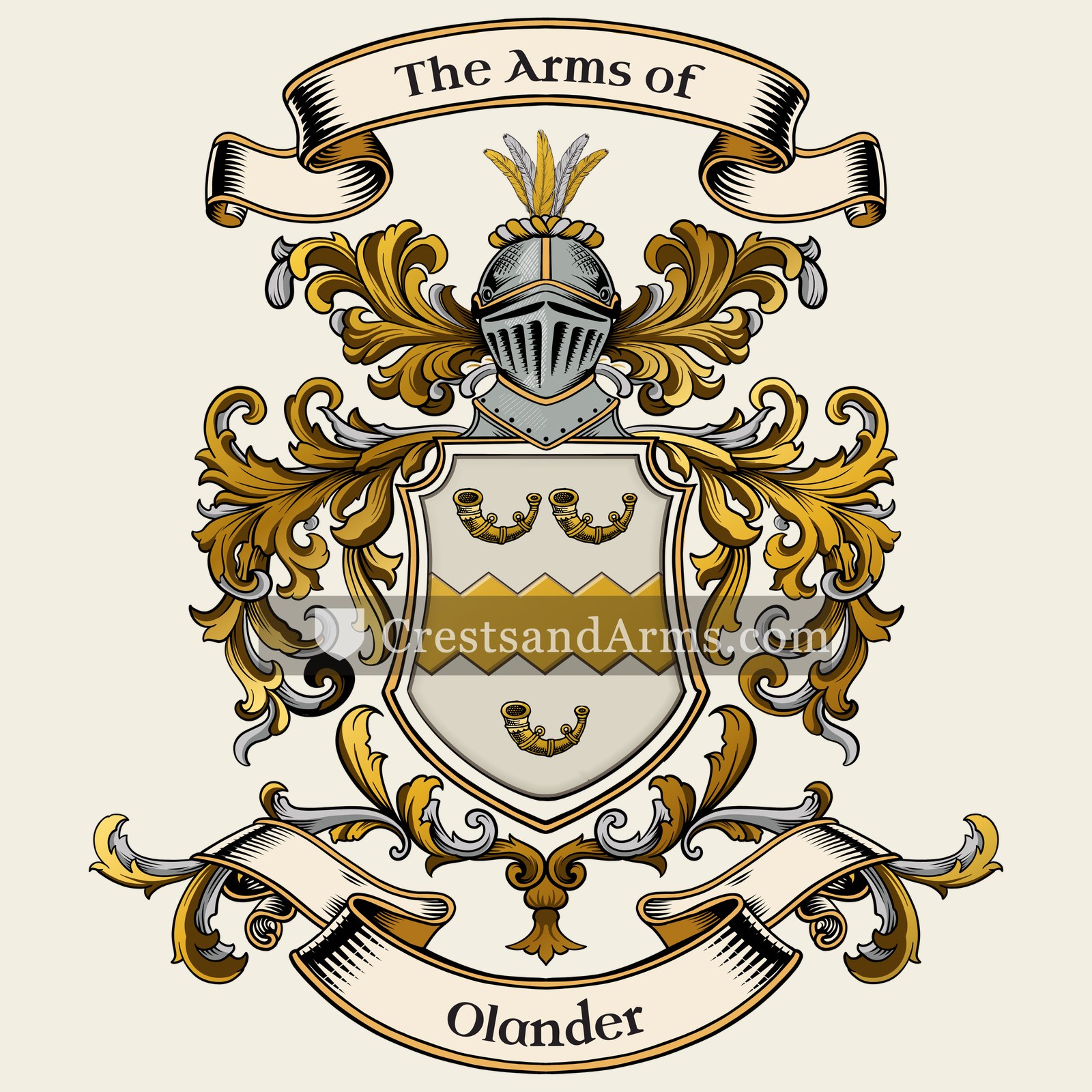 The Olander coat of arms, drawn from the recorded blazon