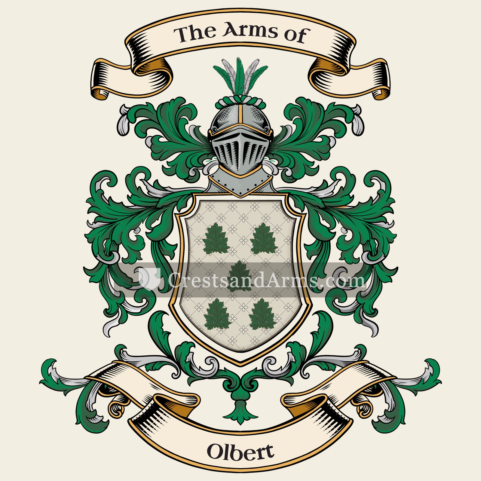 The Olbert coat of arms, drawn from the recorded blazon