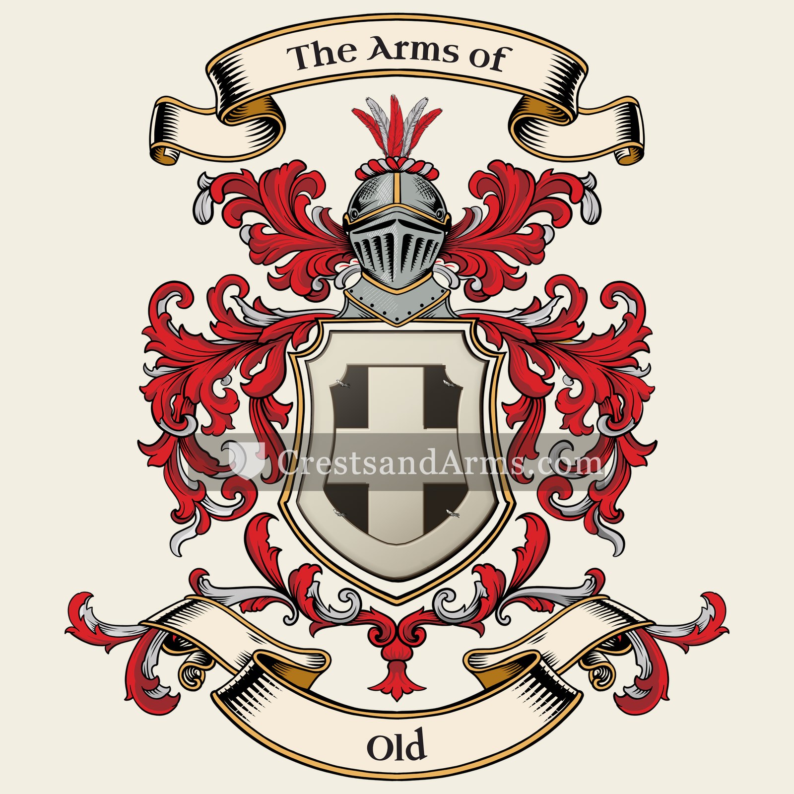 The Old coat of arms, drawn from the recorded blazon