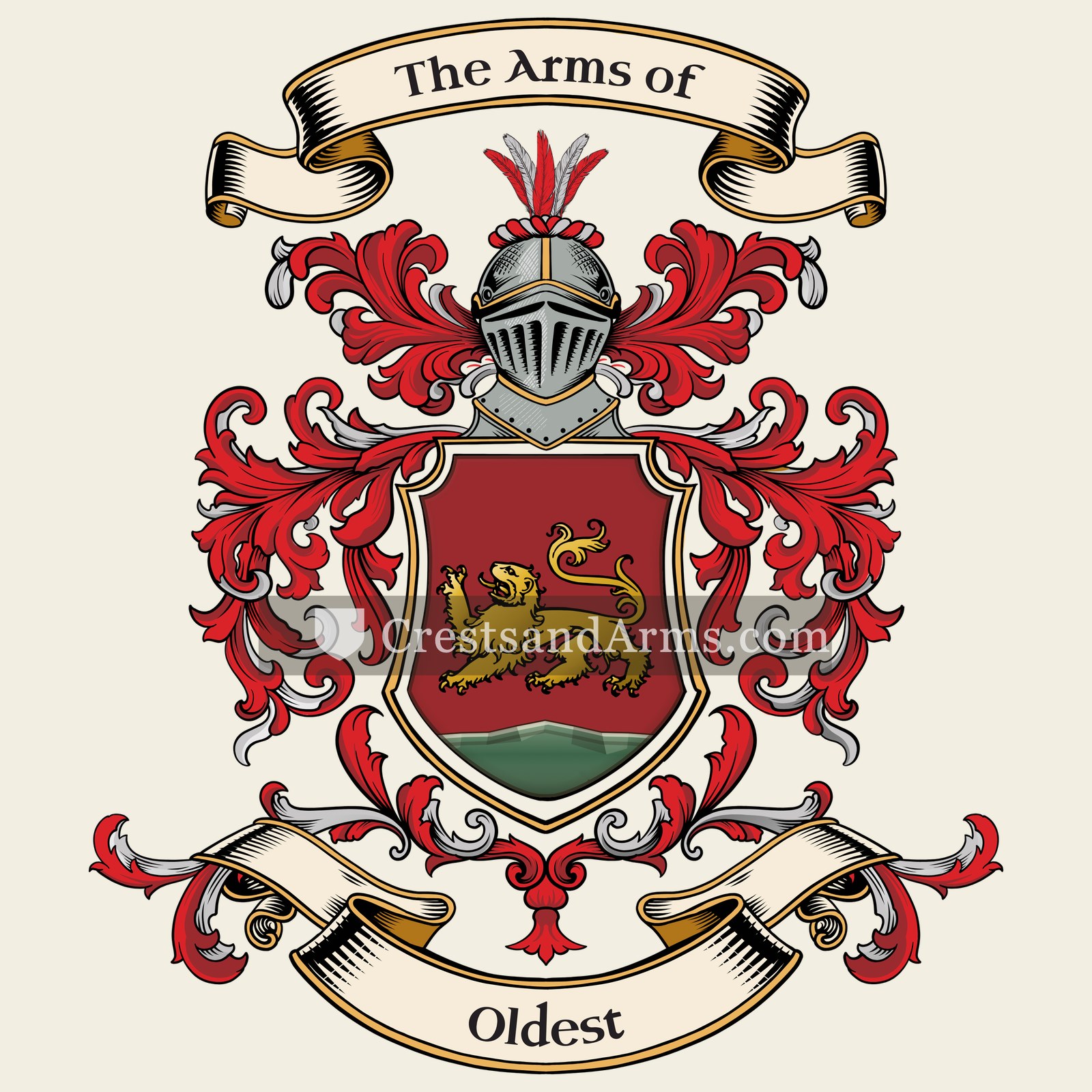 The Oldest coat of arms, drawn from the recorded blazon