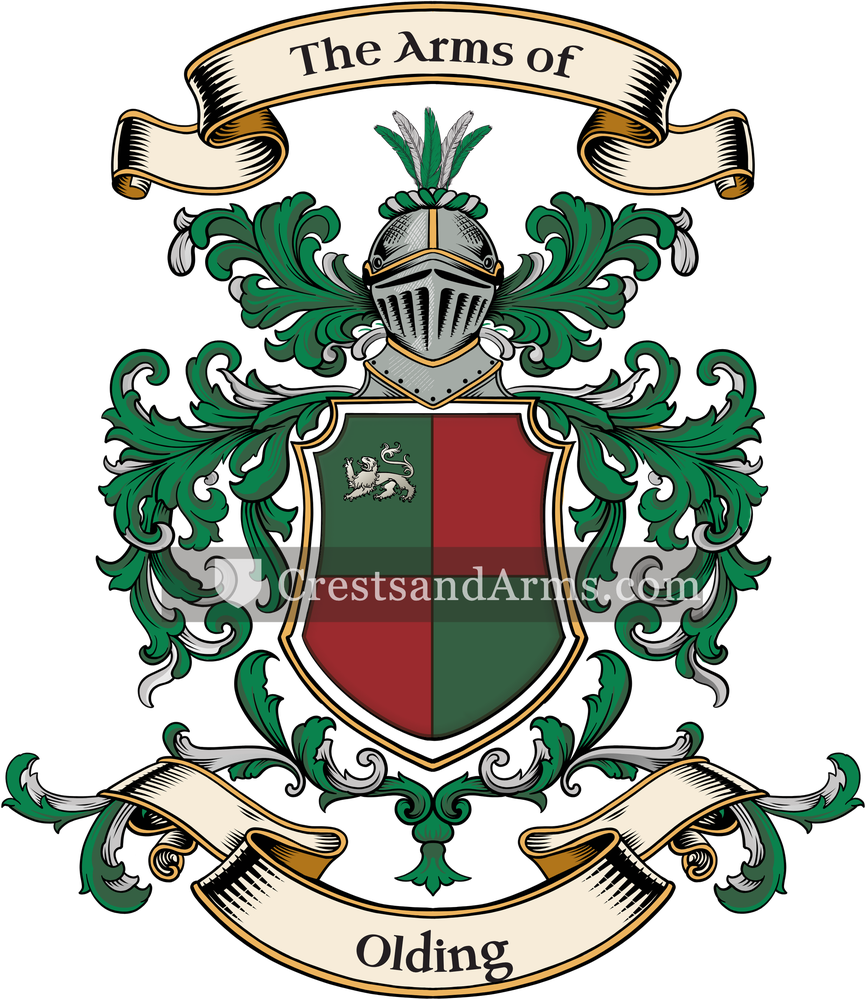 The Olding coat of arms, drawn from the recorded blazon