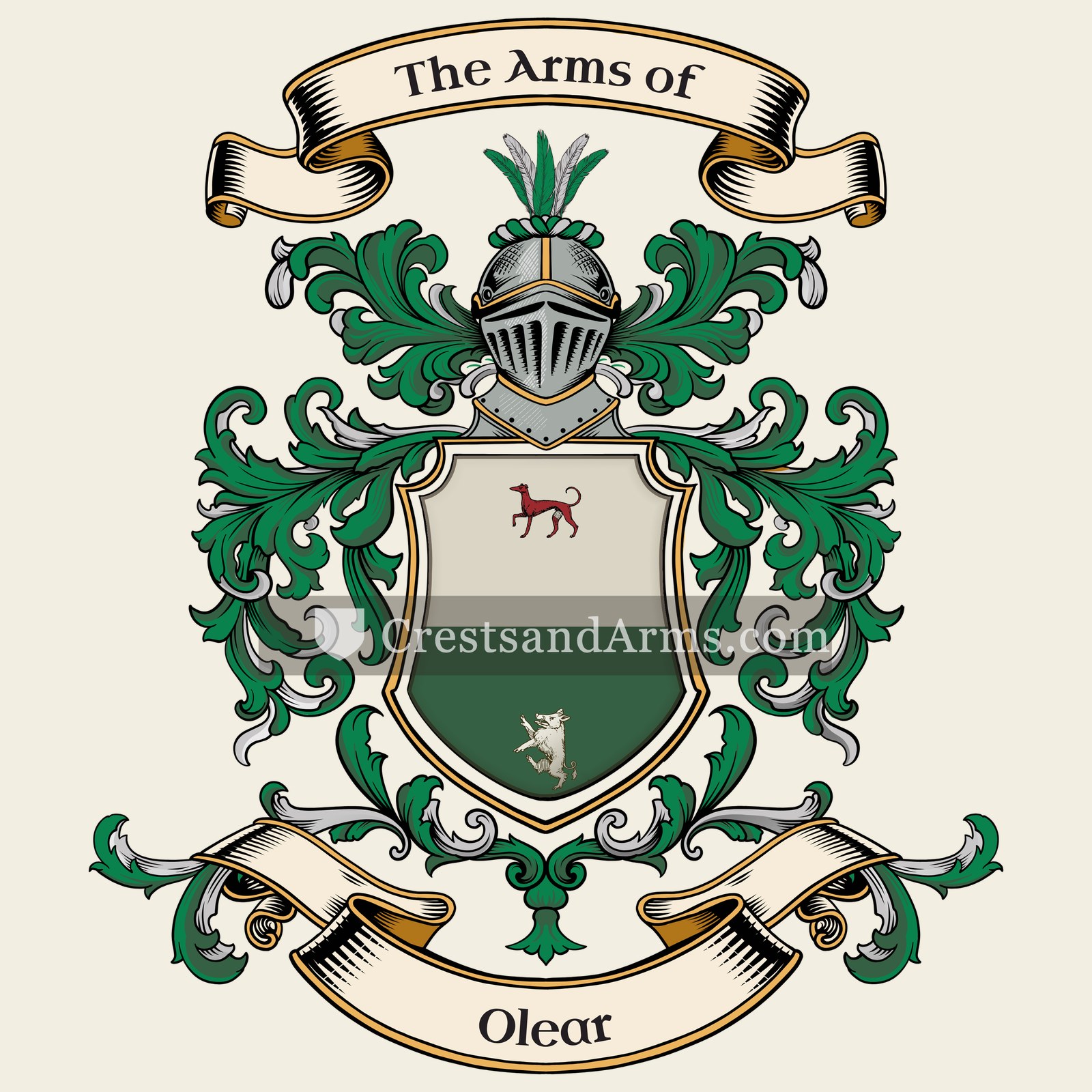 The Olear coat of arms, drawn from the recorded blazon
