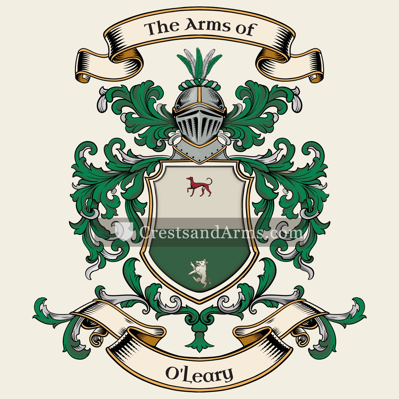 The O'Leary coat of arms, drawn from the recorded blazon