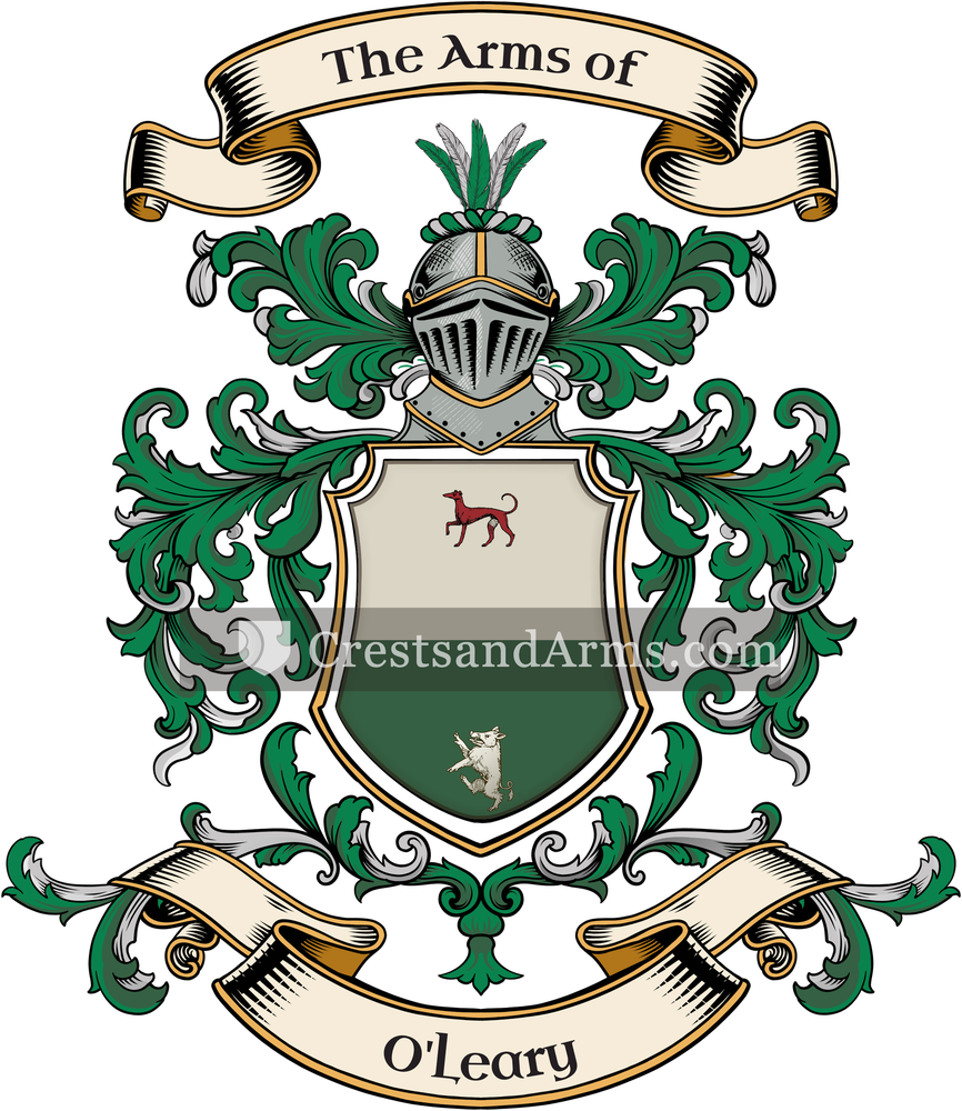 The O'Leary coat of arms, drawn from the recorded blazon