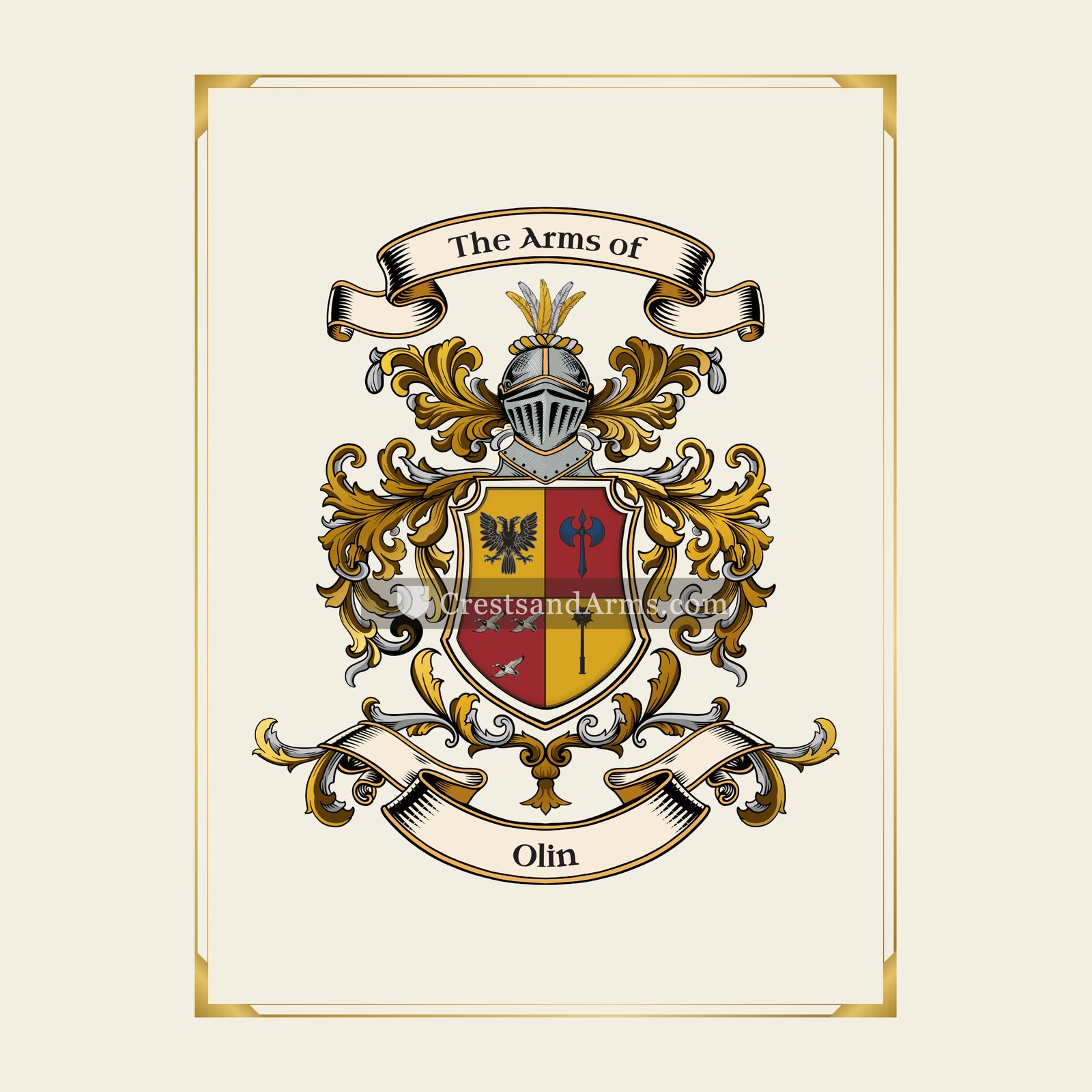With gold border