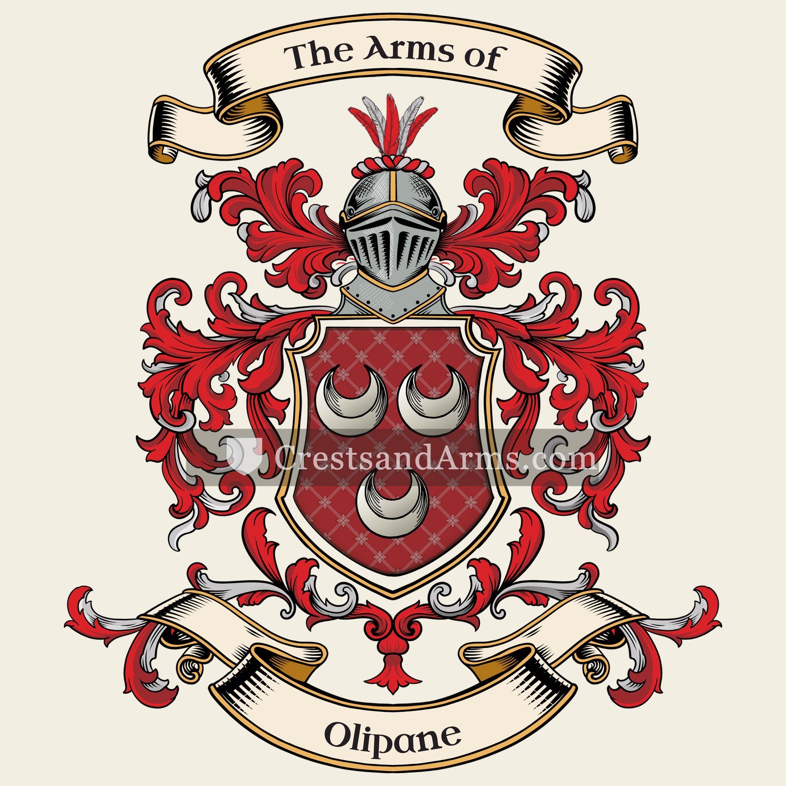 The Olipane coat of arms, drawn from the recorded blazon