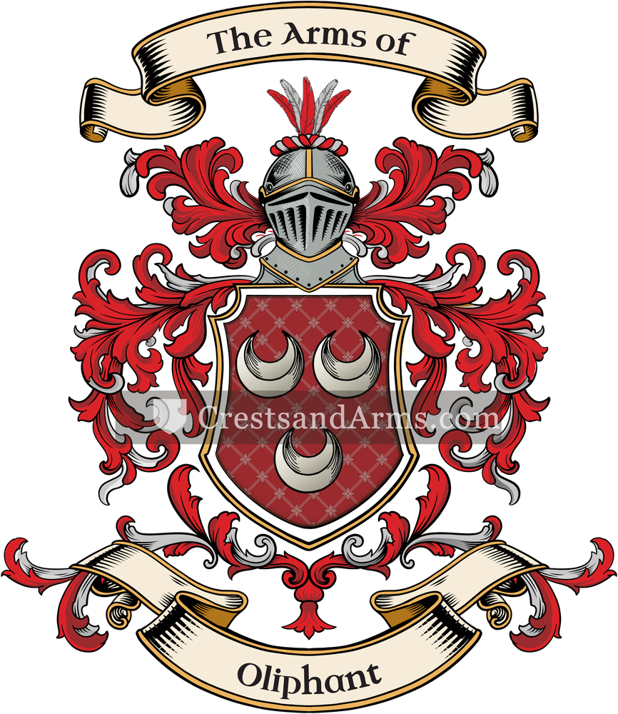 The Oliphant coat of arms, drawn from the recorded blazon