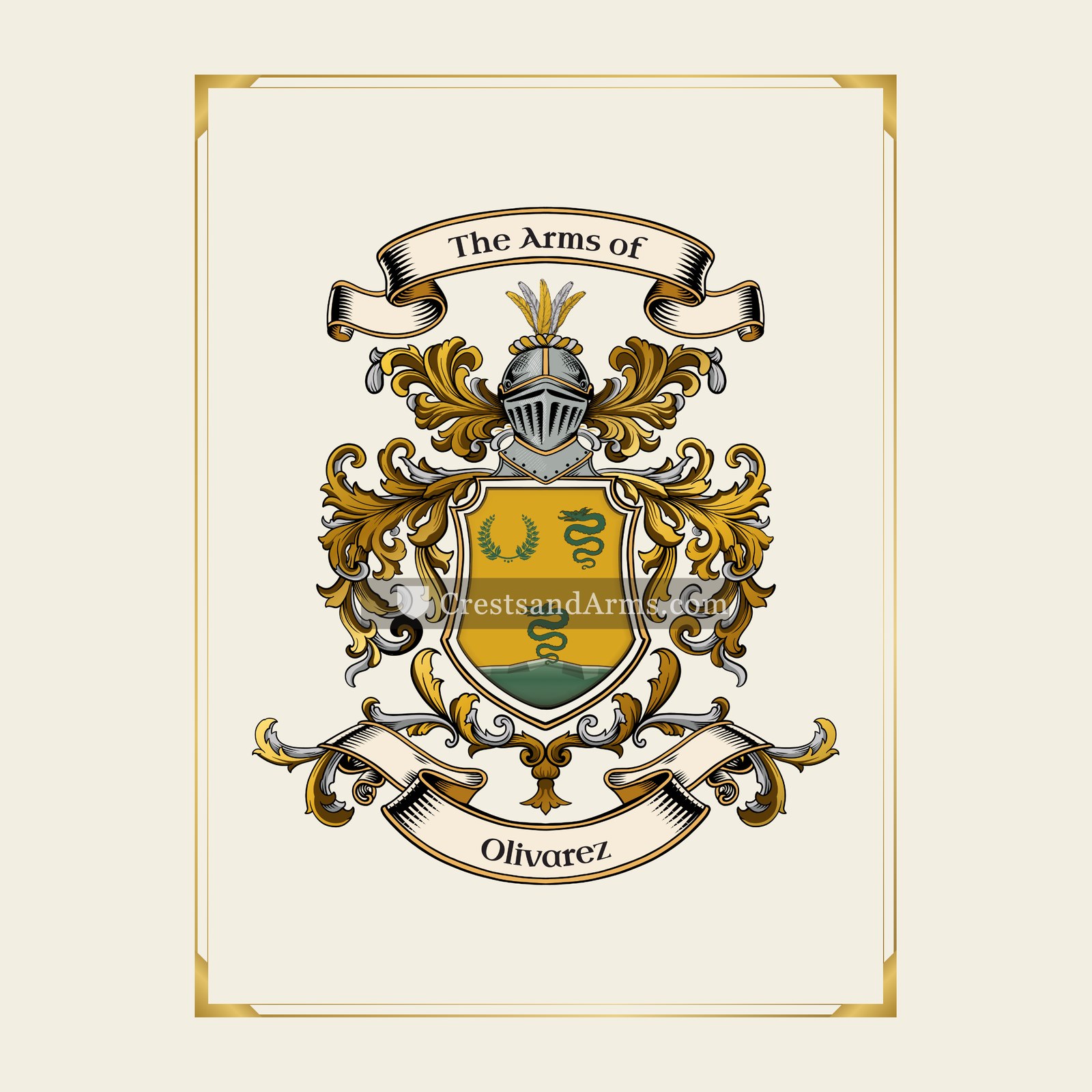 With gold border