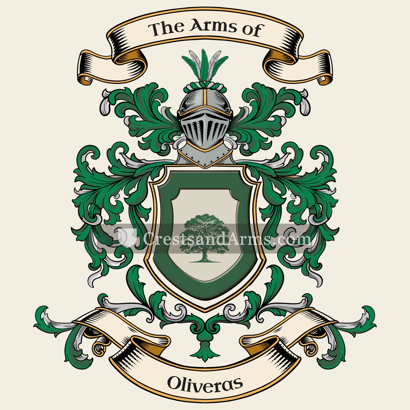 The Oliveras coat of arms, drawn from the recorded blazon