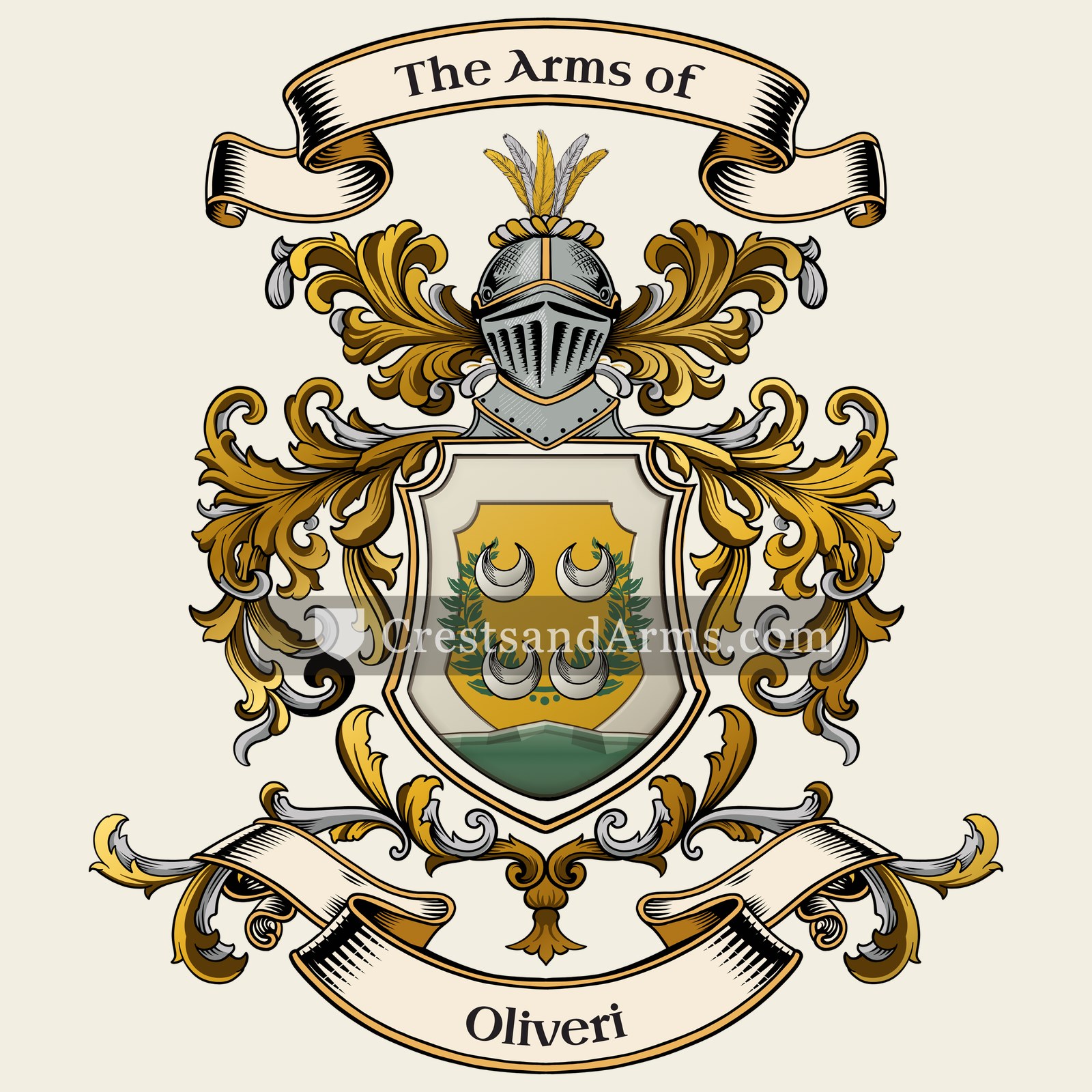 The Oliveri coat of arms, drawn from the recorded blazon
