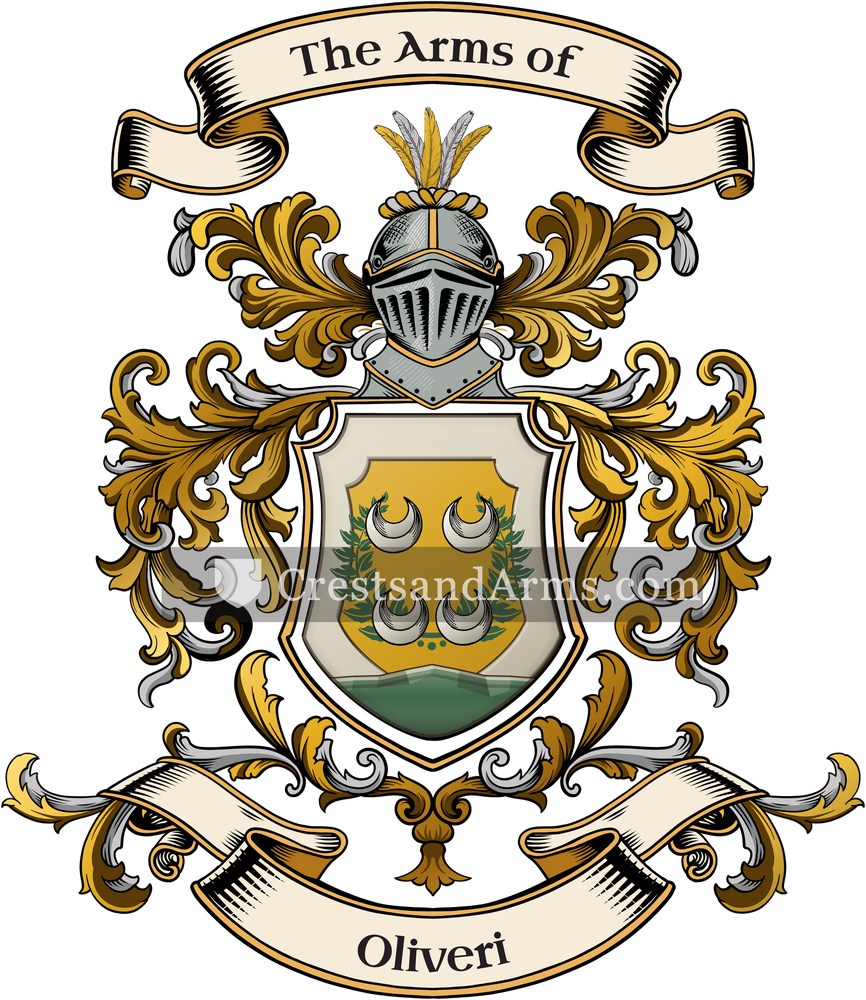 The Oliveri coat of arms, drawn from the recorded blazon