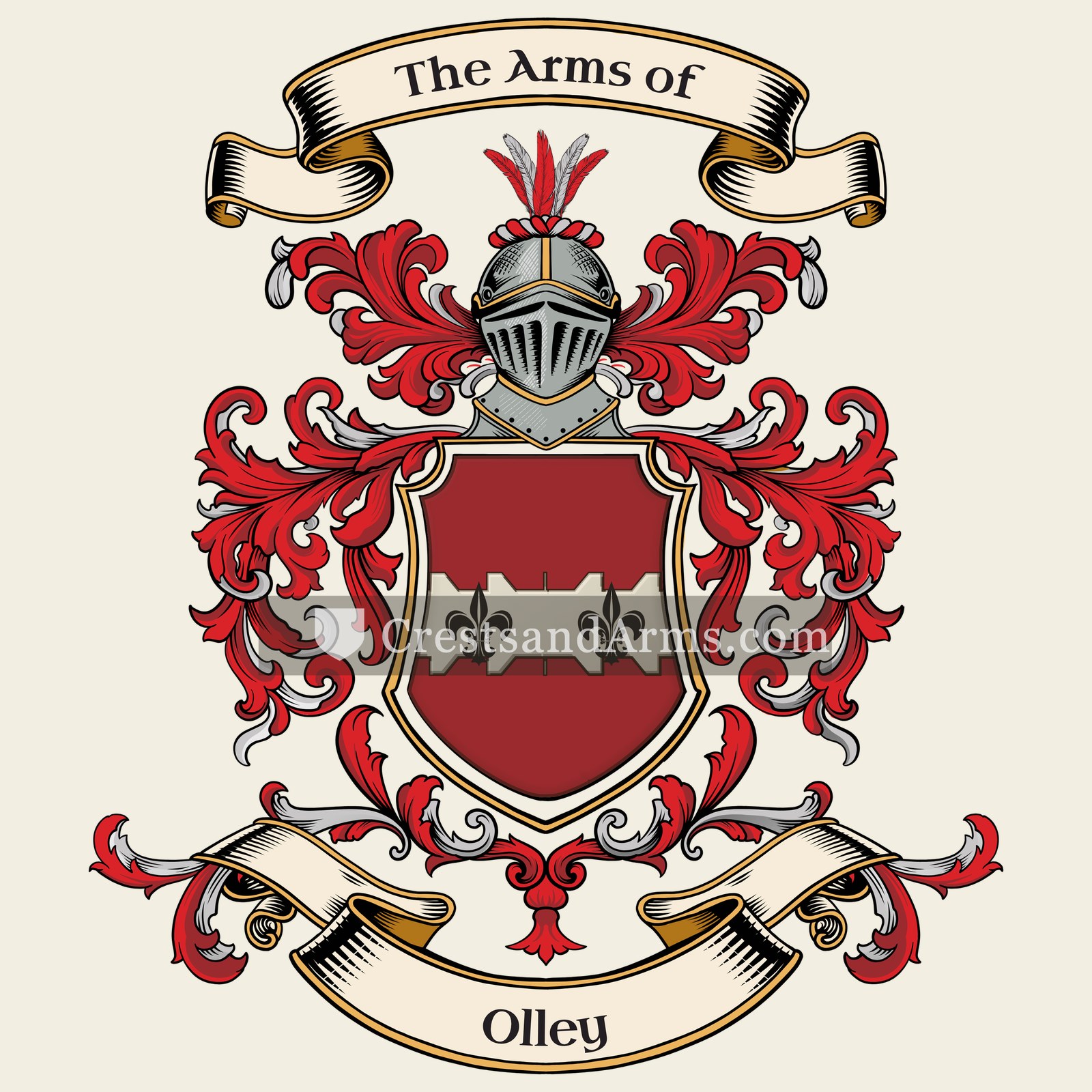The Olley coat of arms, drawn from the recorded blazon