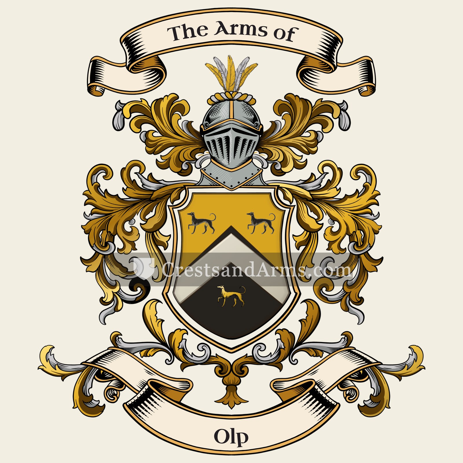 The Olp coat of arms, drawn from the recorded blazon