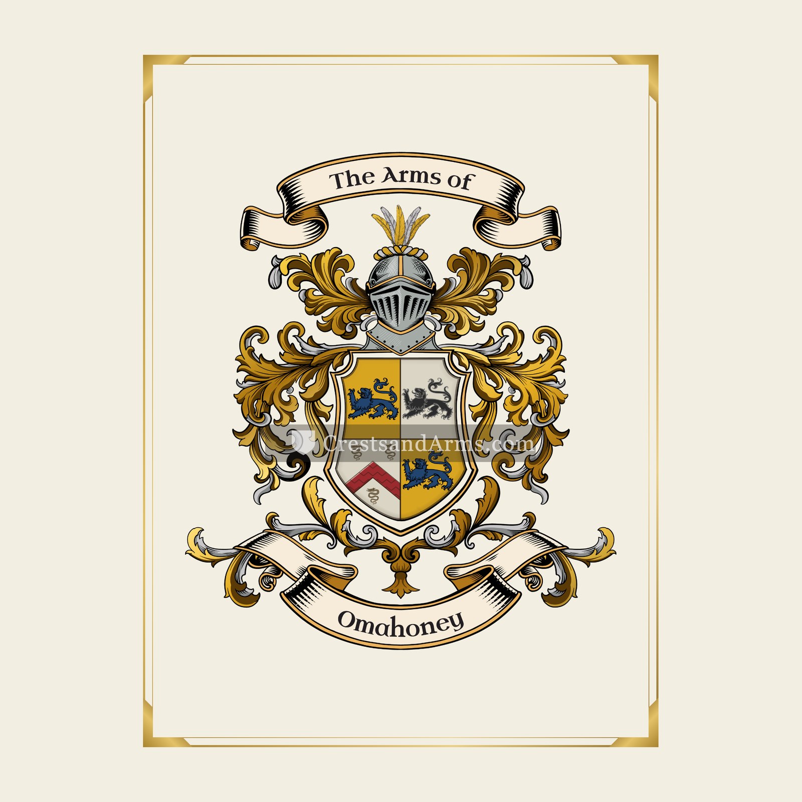 With gold border