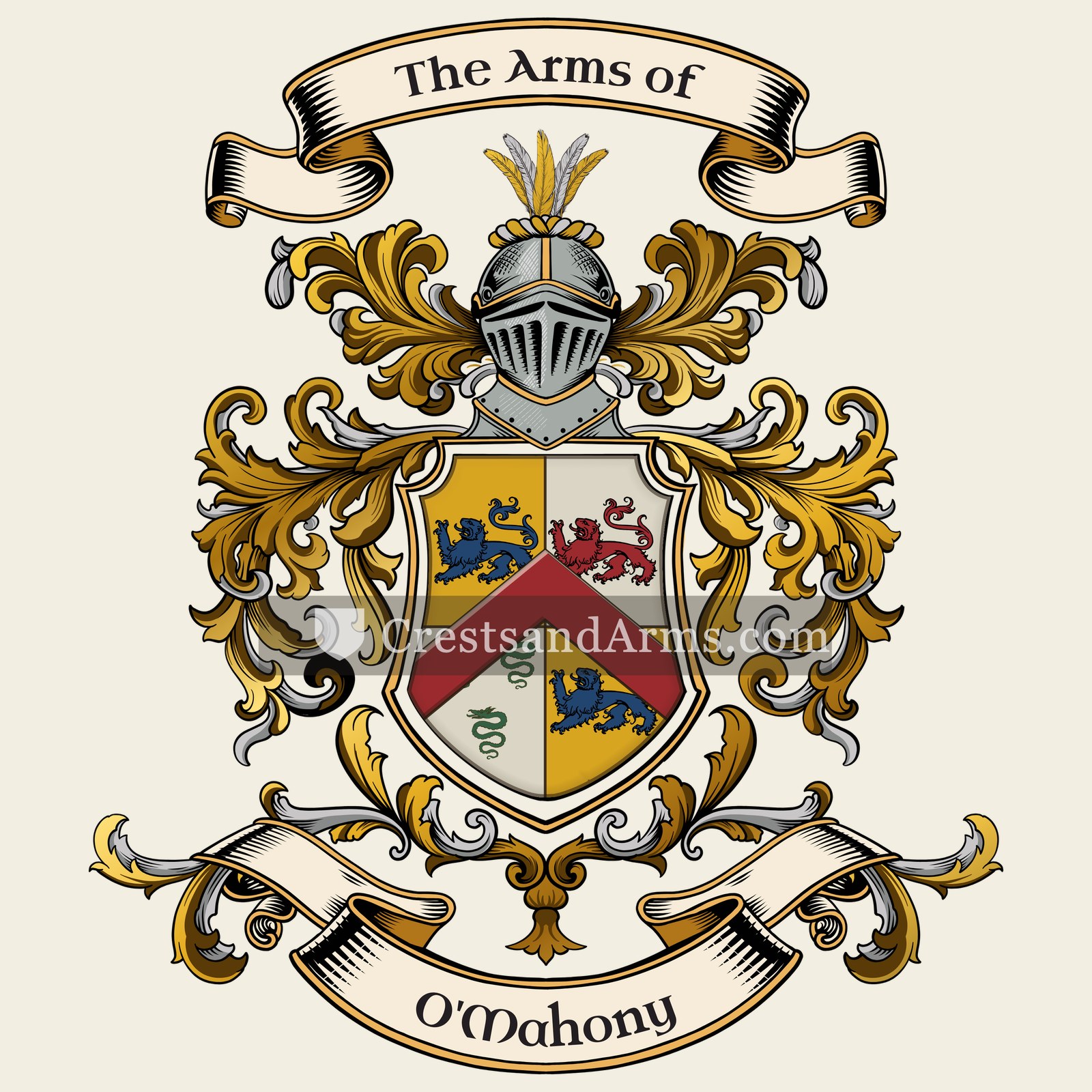 The O'Mahony coat of arms, drawn from the recorded blazon
