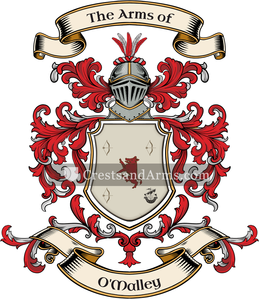 The O'Malley coat of arms, drawn from the recorded blazon