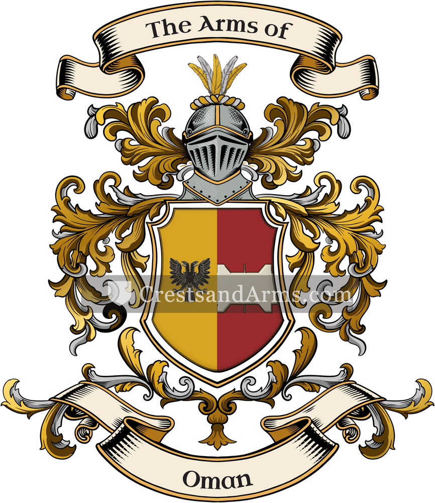 The Oman coat of arms, drawn from the recorded blazon