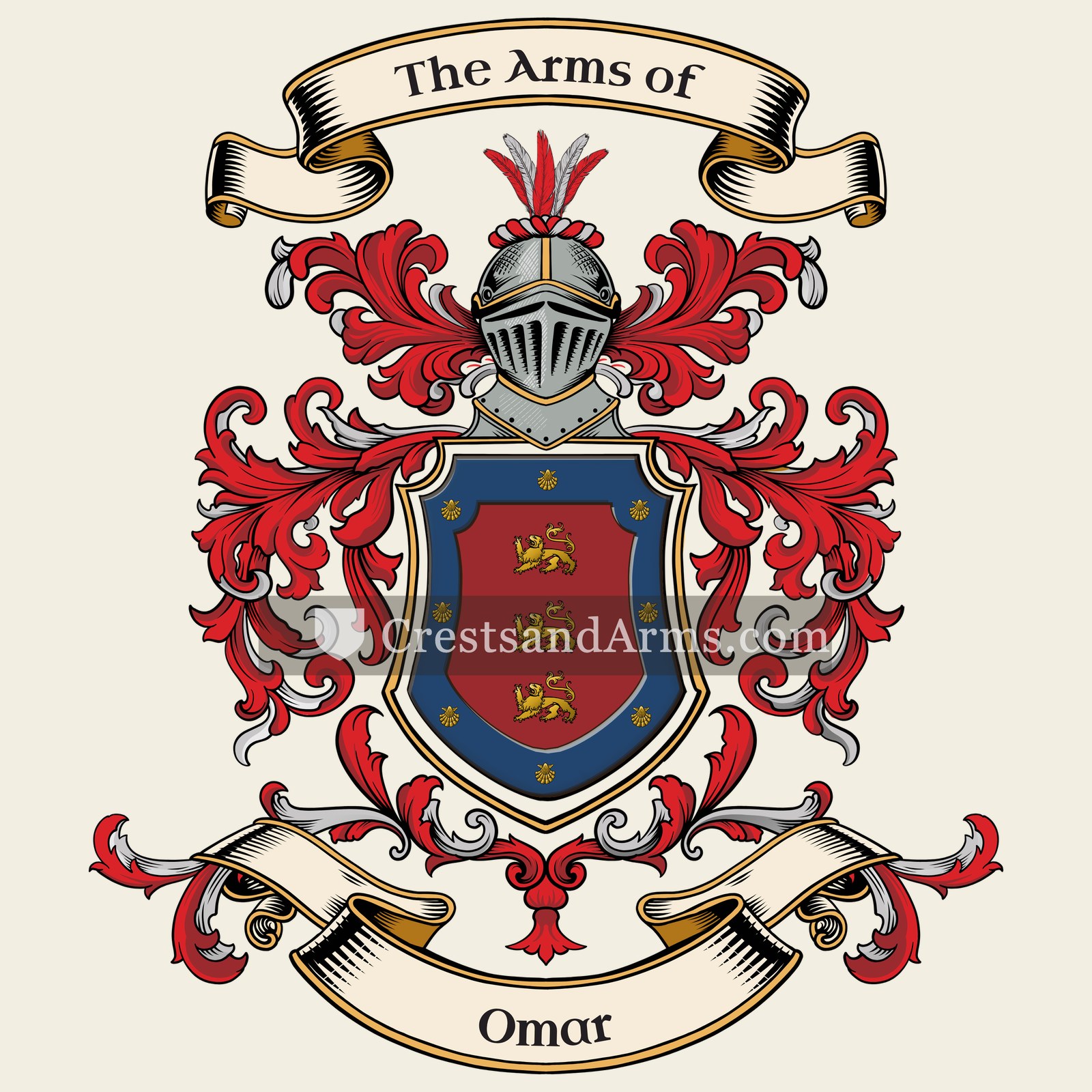The Omar coat of arms, drawn from the recorded blazon