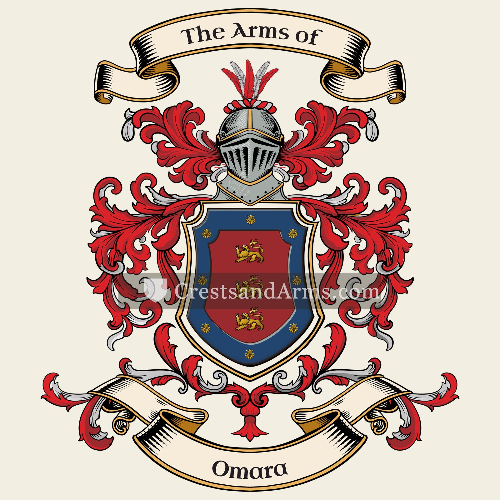 The Omara coat of arms, drawn from the recorded blazon
