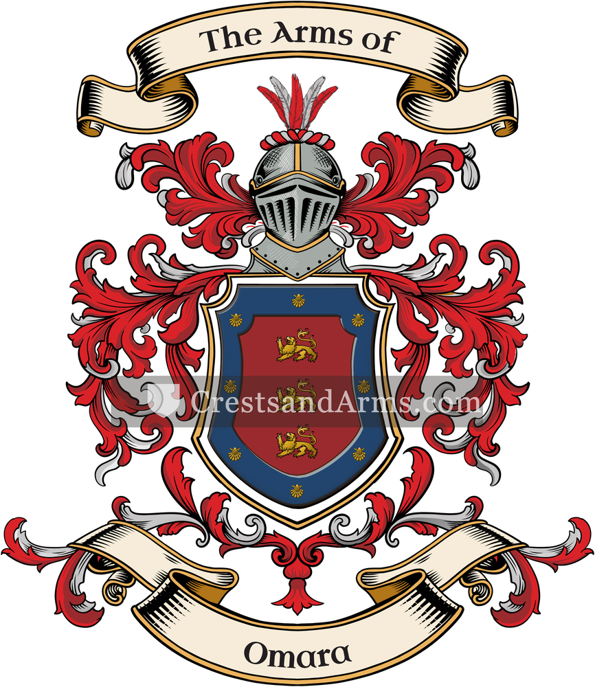 The Omara coat of arms, drawn from the recorded blazon