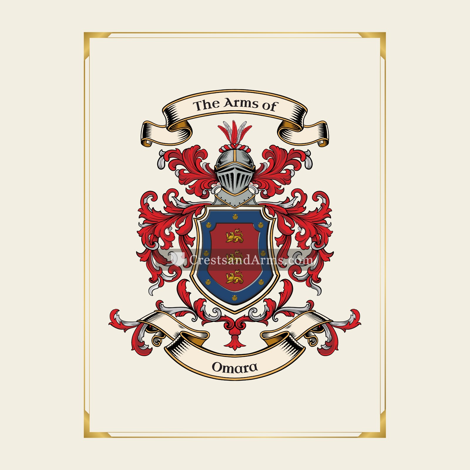 With gold border