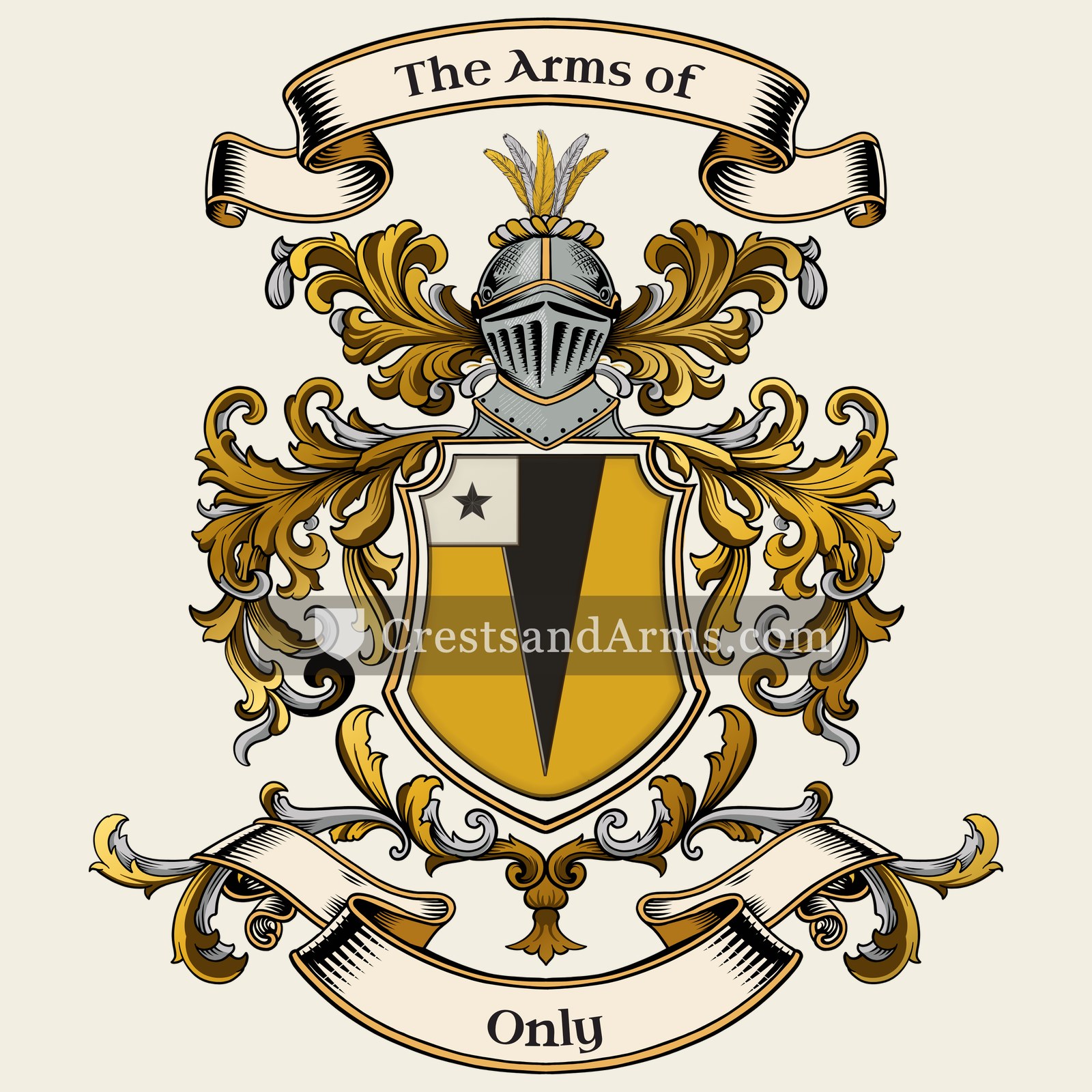 The Only coat of arms, drawn from the recorded blazon