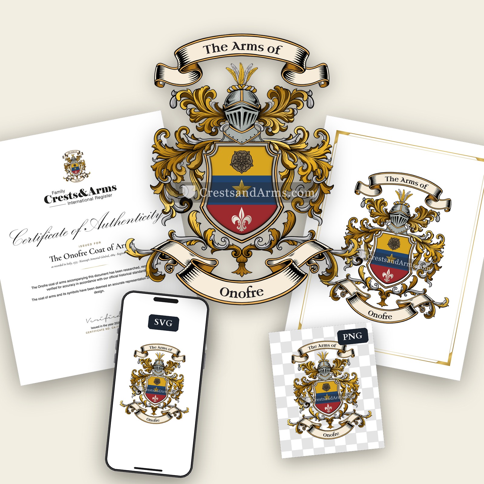 The Onofre arms on the coat of arms — digital pack