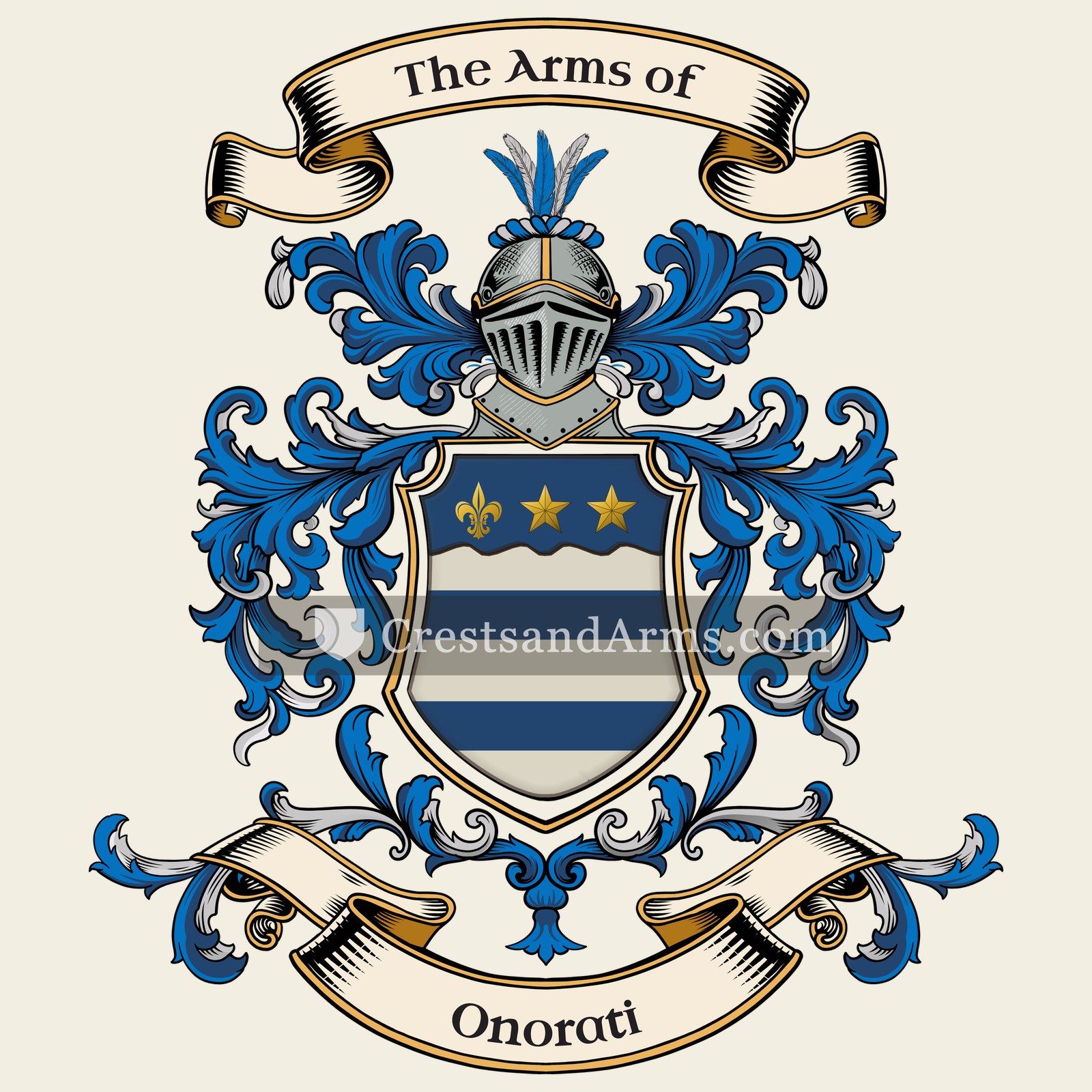 The Onorati coat of arms, drawn from the recorded blazon