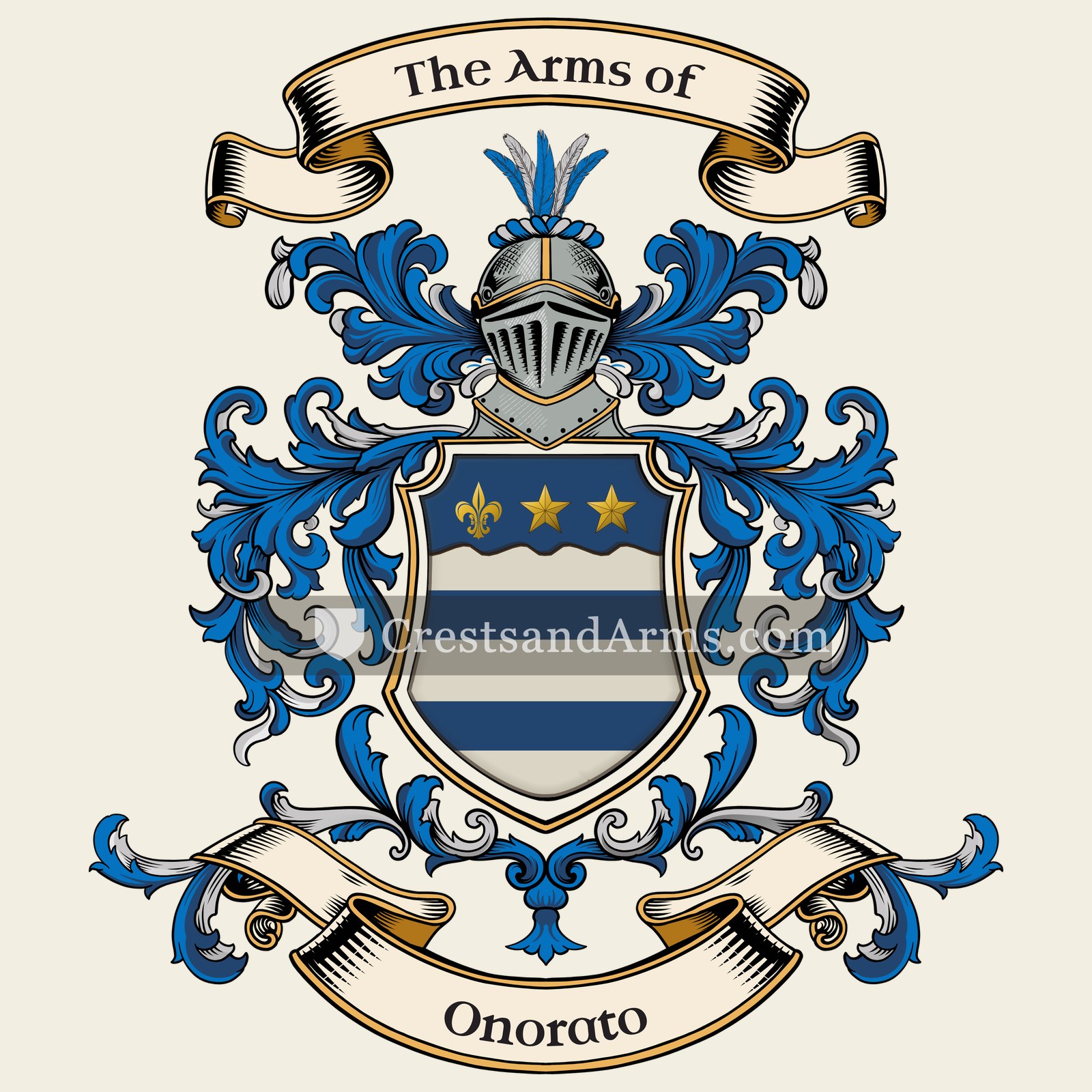 The Onorato coat of arms, drawn from the recorded blazon