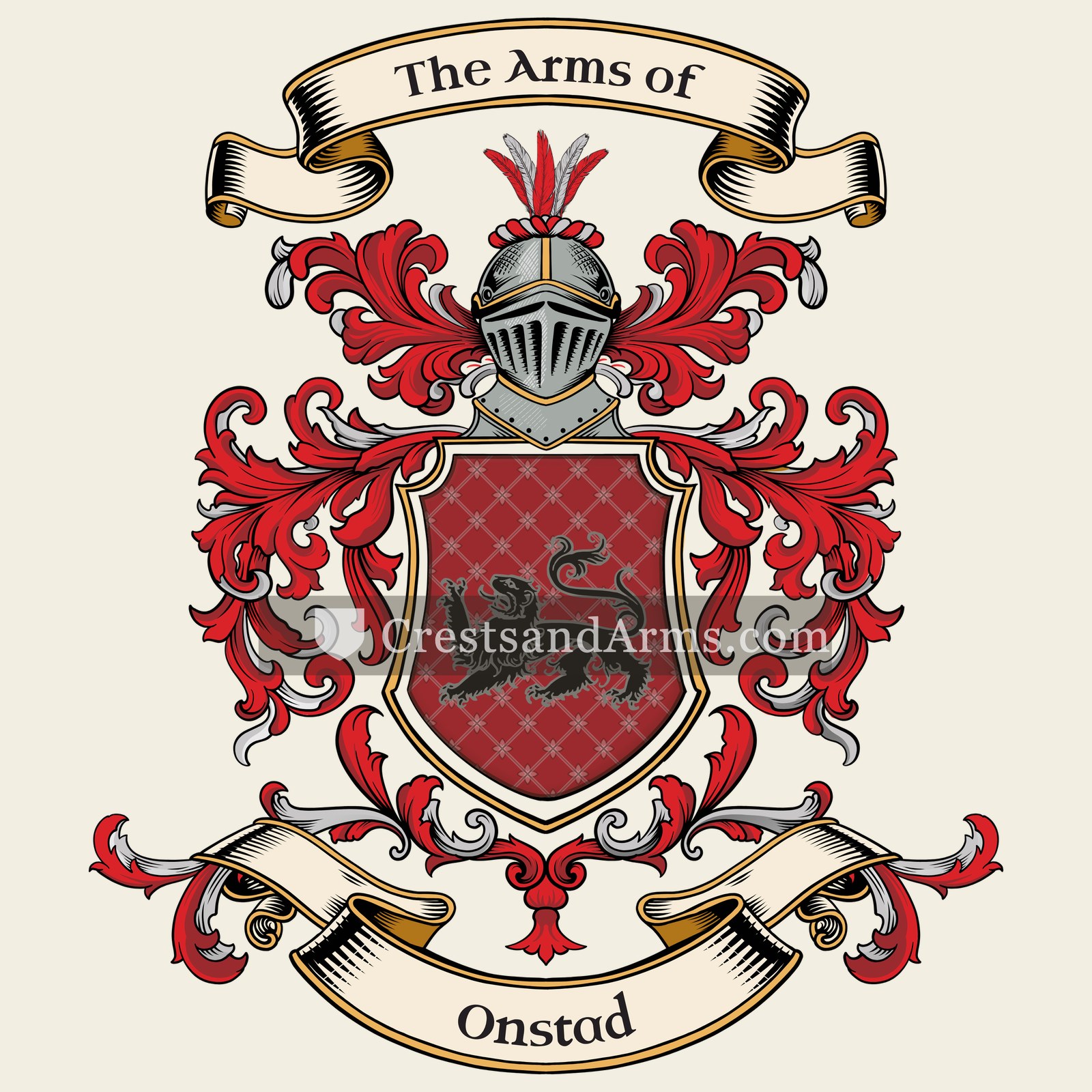 The Onstad coat of arms, drawn from the recorded blazon