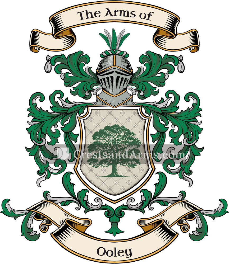The Ooley coat of arms, drawn from the recorded blazon