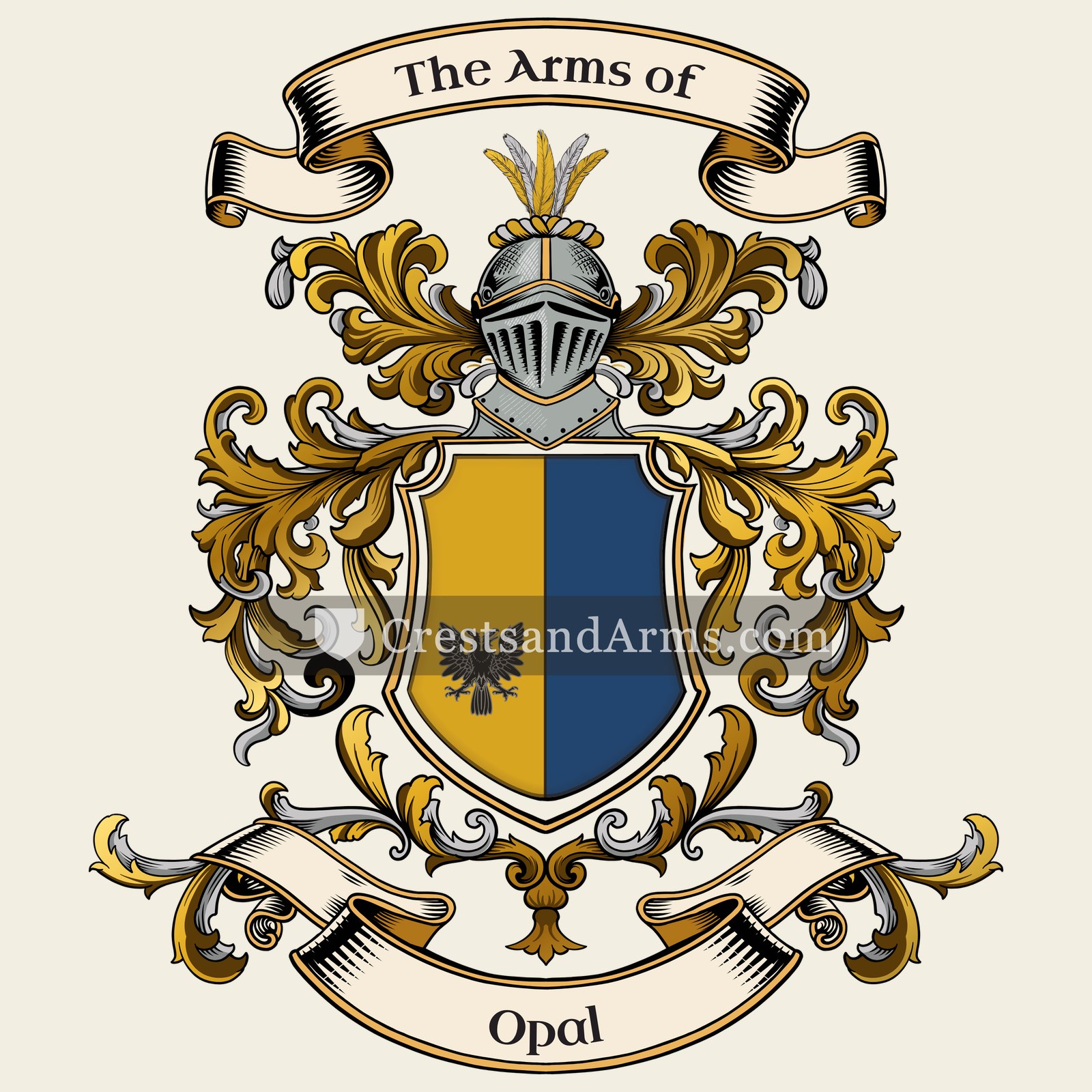 The Opal coat of arms, drawn from the recorded blazon