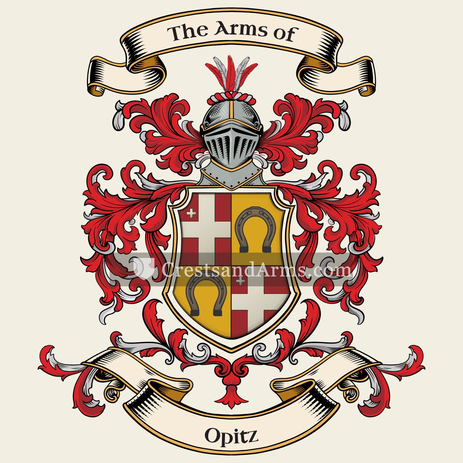 The Opitz coat of arms, drawn from the recorded blazon