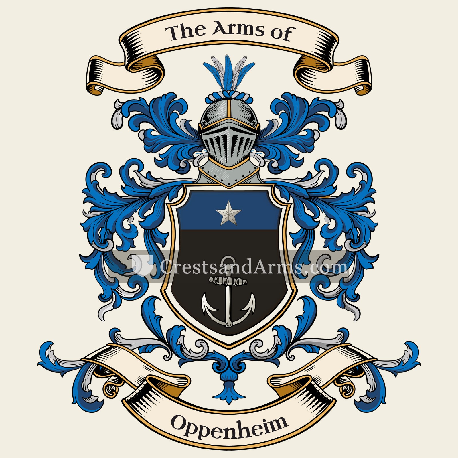 The Oppenheim coat of arms, drawn from the recorded blazon