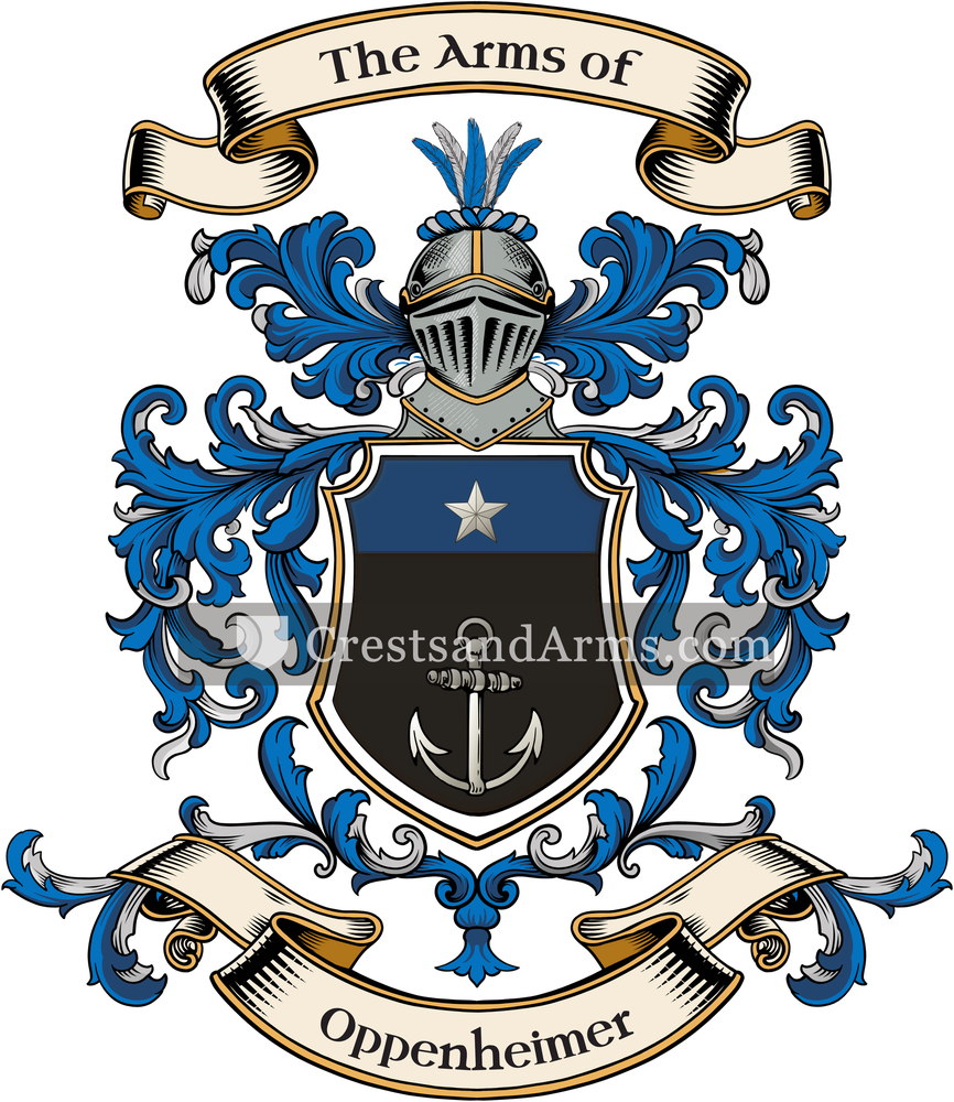 The Oppenheimer coat of arms, drawn from the recorded blazon