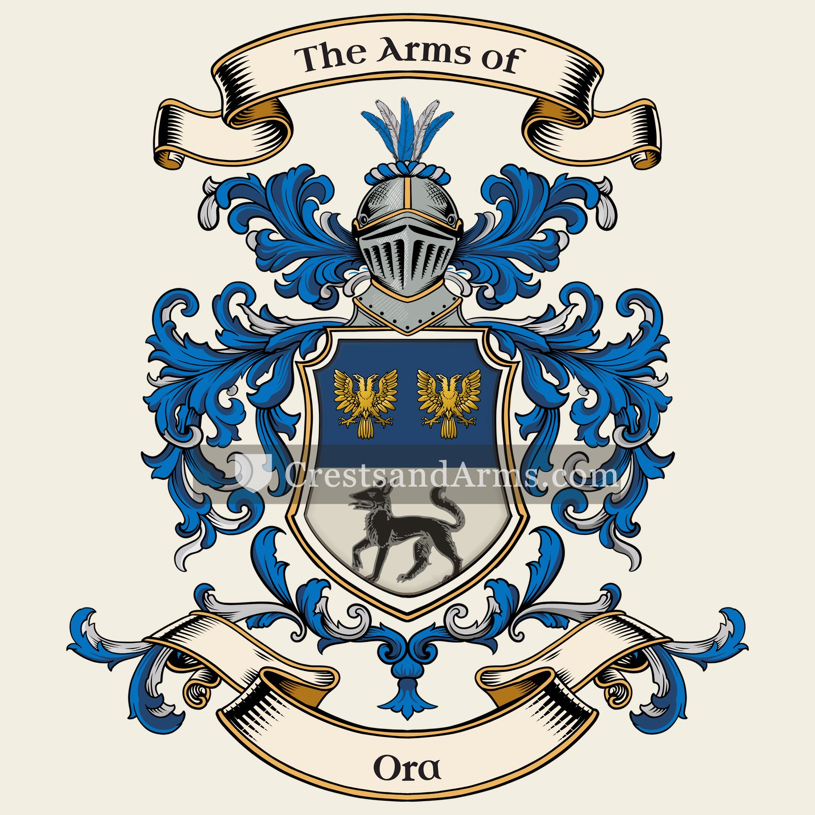 The Ora coat of arms, drawn from the recorded blazon
