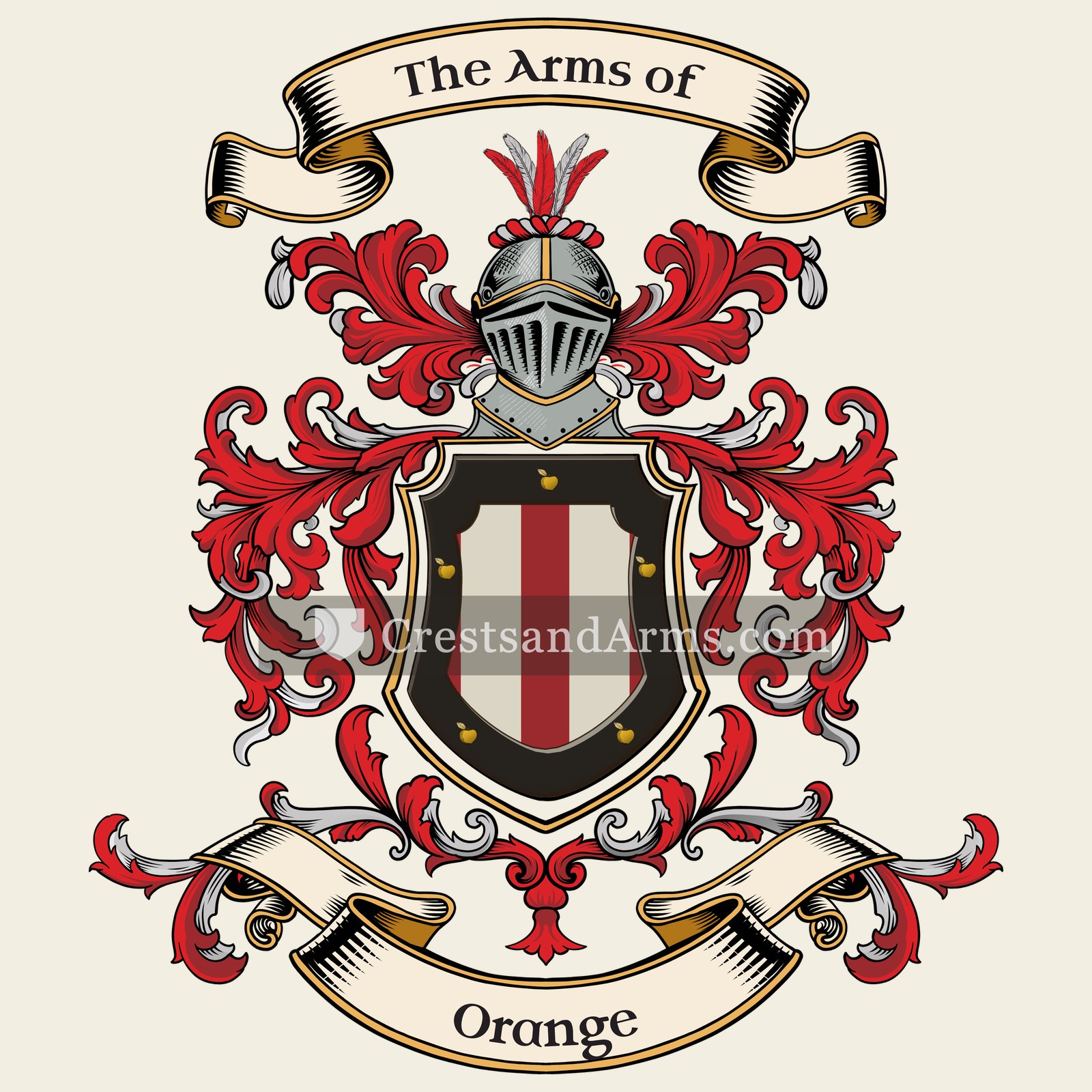 The Orange coat of arms, drawn from the recorded blazon